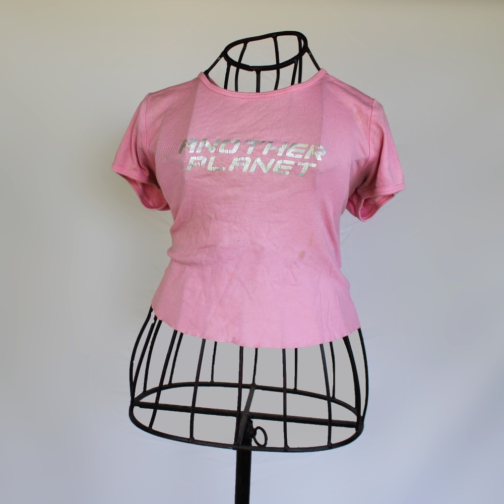 Y2k Pink Another Planet Crop Top